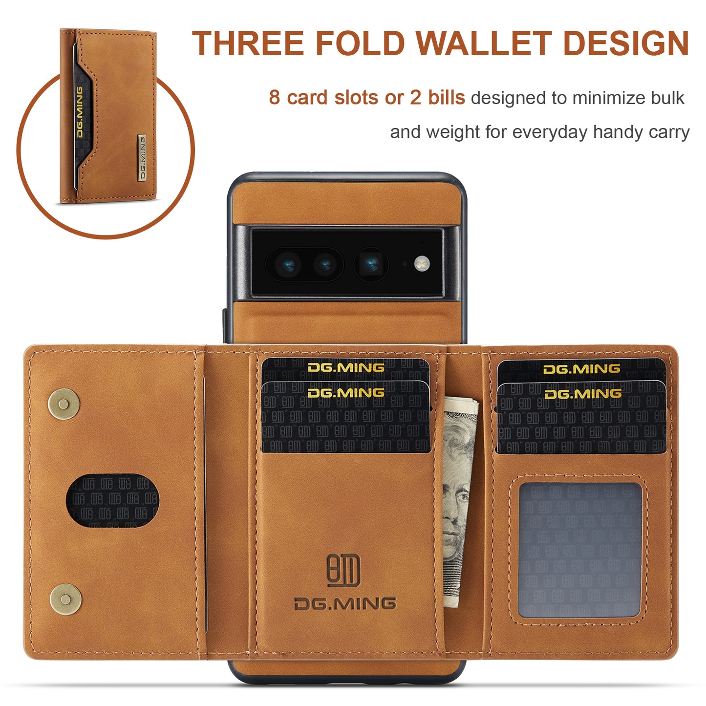 2-in-1 Detachable Leather Wallet Case for Google Pixel 7 Pro