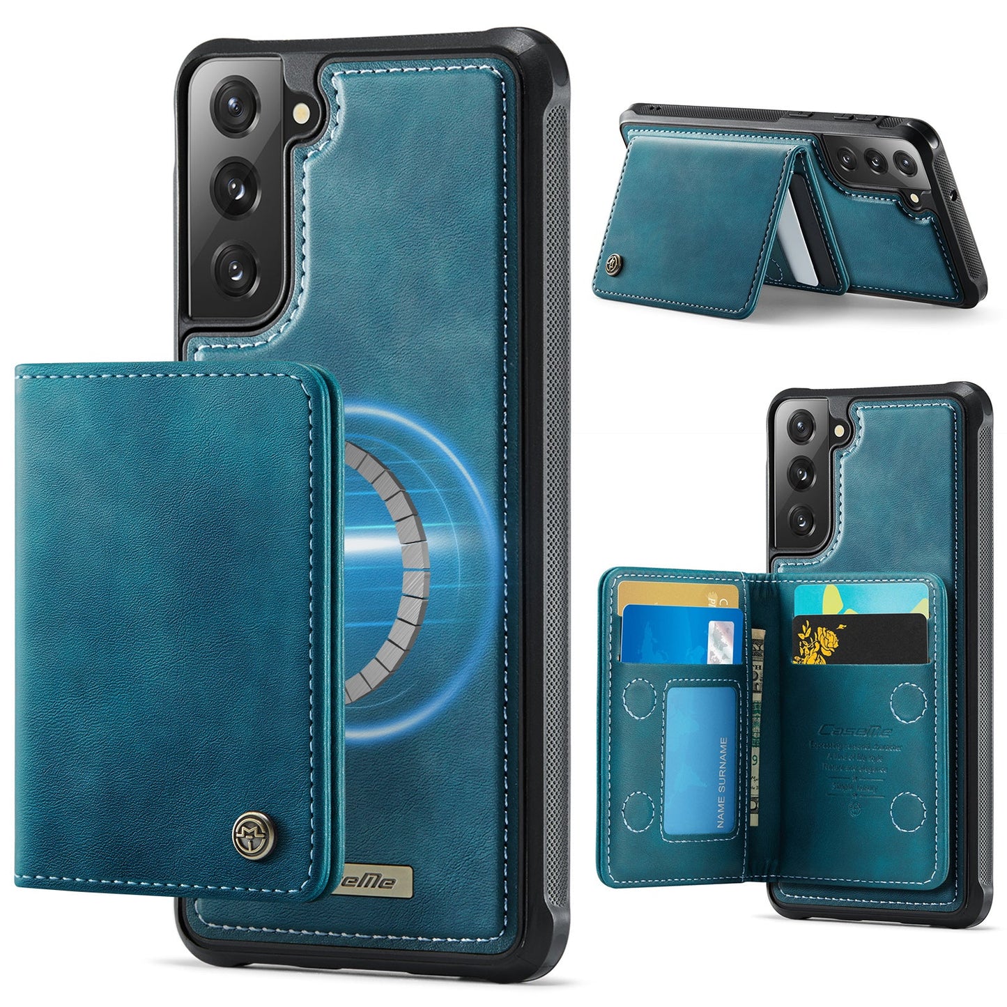 Magsafe Compatible Leather Detachable Wallet Case for Samsung Galaxy S21 FE