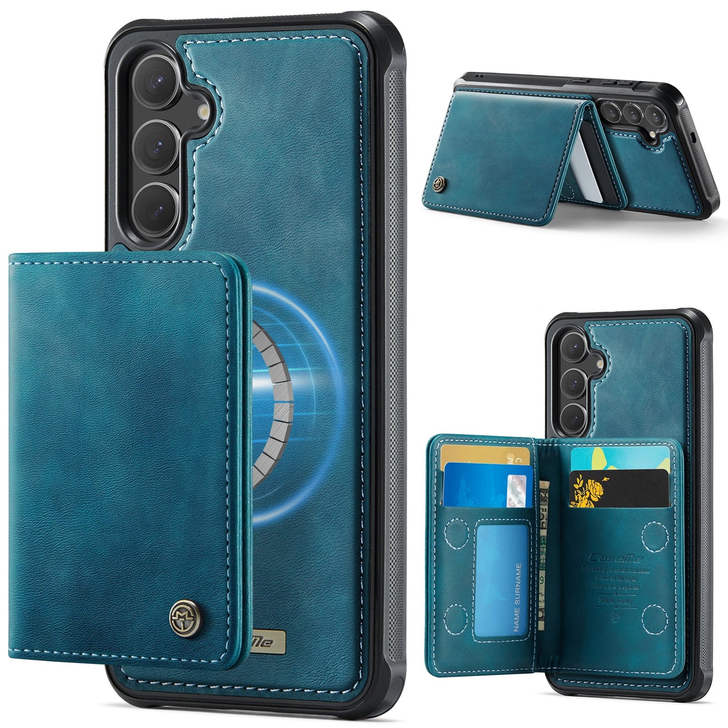 Magsafe Compatible Leather Detachable Wallet Case for Samsung Galaxy S25