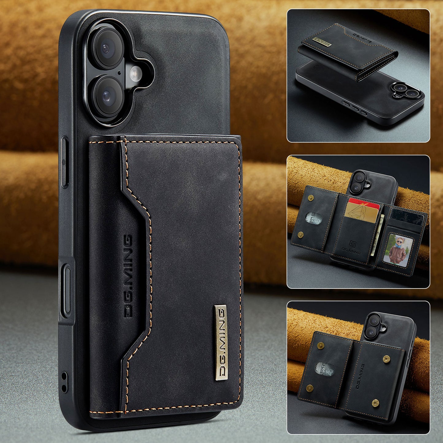 2-in-1 Detachable Leather Wallet Case for iPhone 16