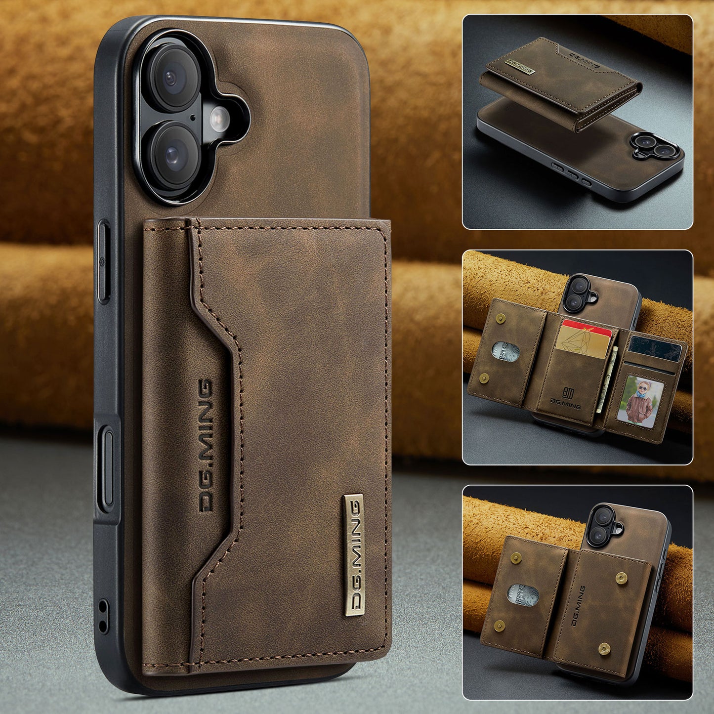 2-in-1 Detachable Leather Wallet Case for iPhone 16