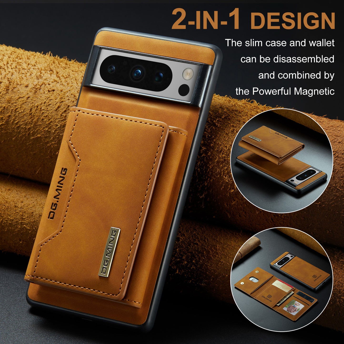 2-in-1 Detachable Leather Wallet Case for Google Pixel 8 Pro