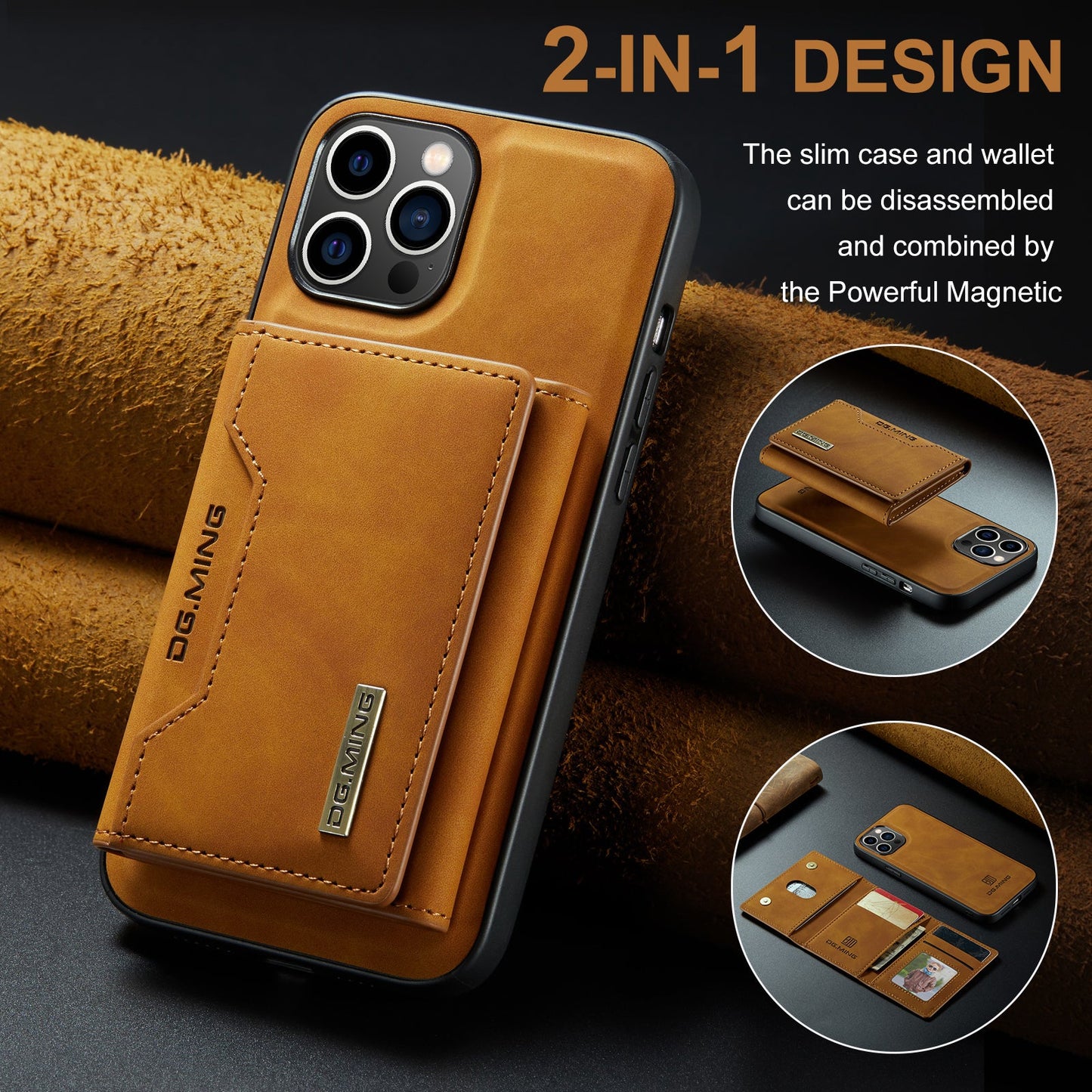 2-in-1 Detachable Leather Wallet Case for iPhone 12 Pro