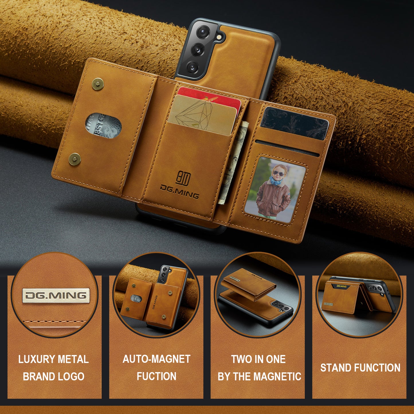 2-in-1 Detachable Leather Wallet Case for Samsung Galaxy S21 FE