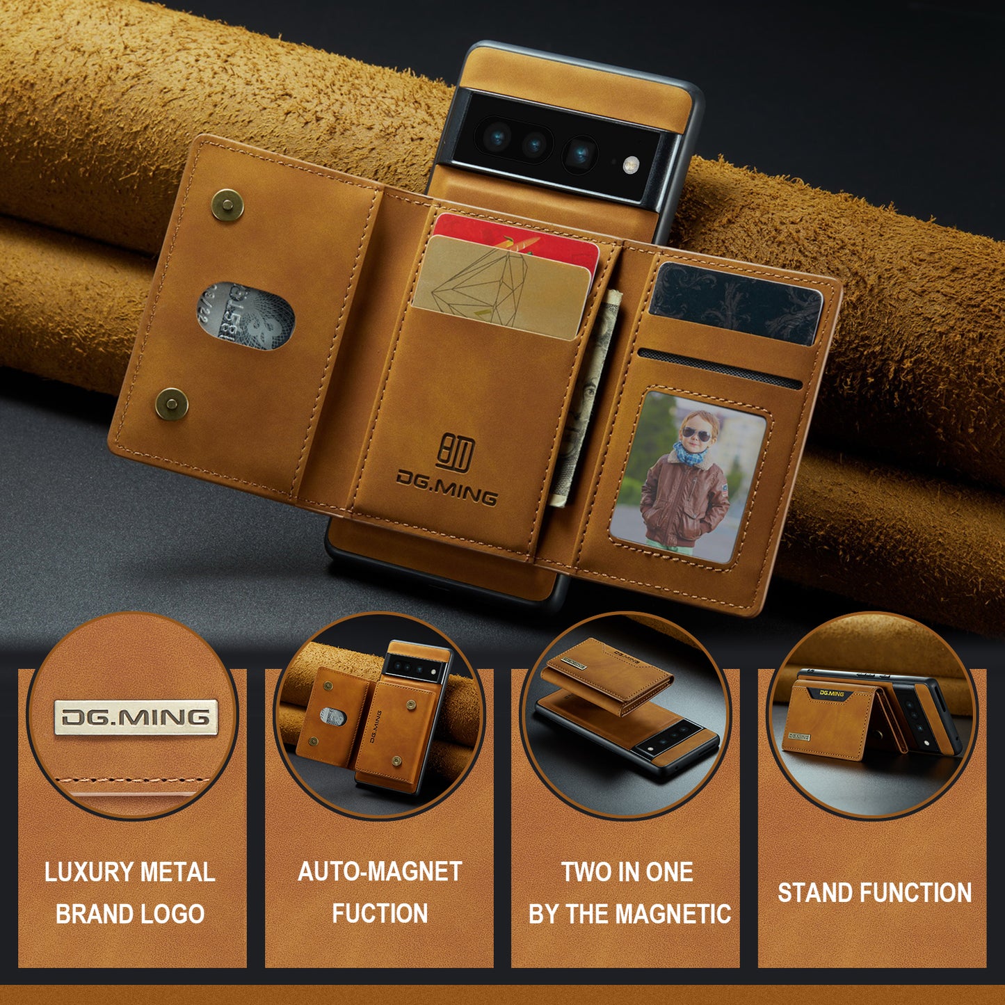 2-in-1 Detachable Leather Wallet Case for Google Pixel 7 Pro