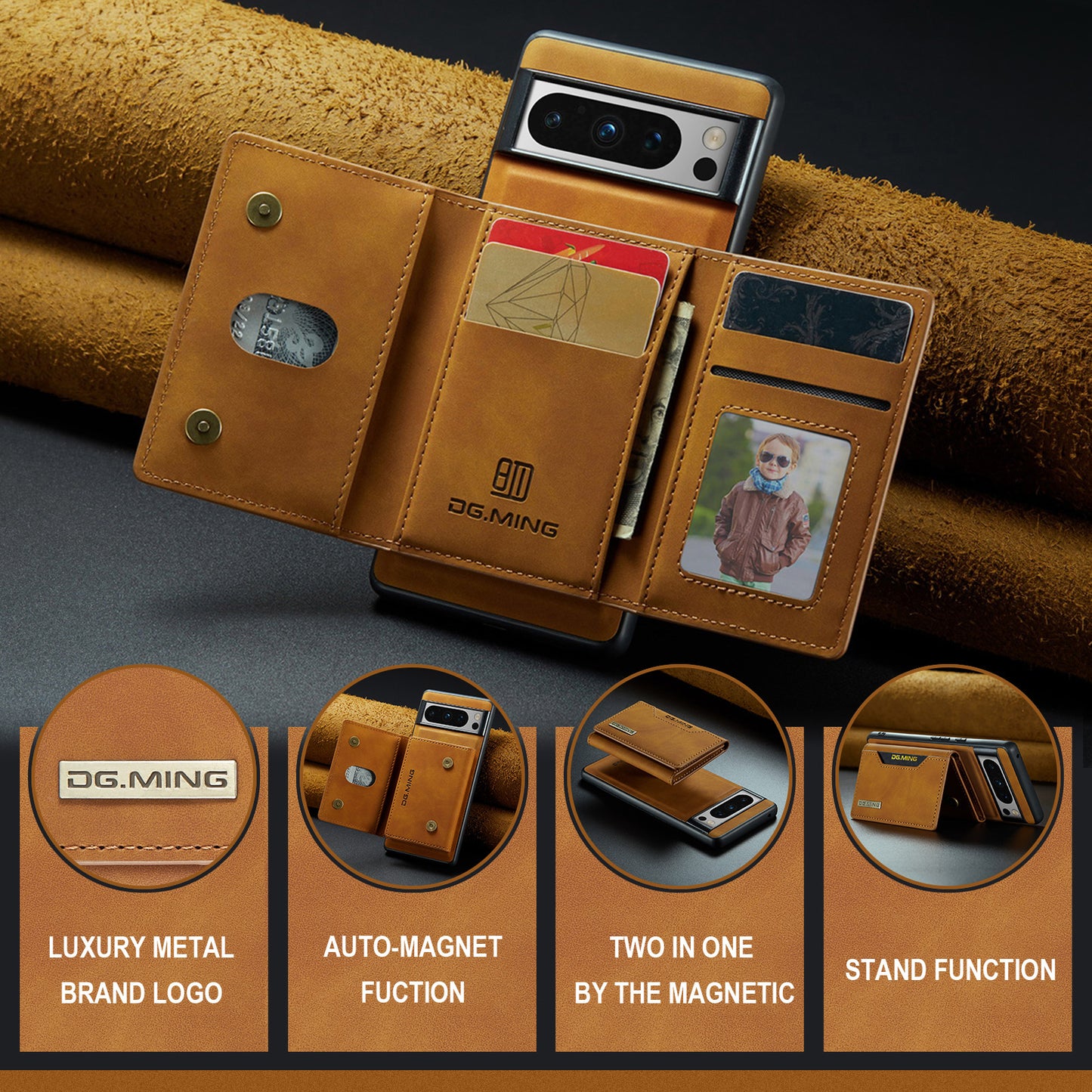 2-in-1 Detachable Leather Wallet Case for Google Pixel 8 Pro