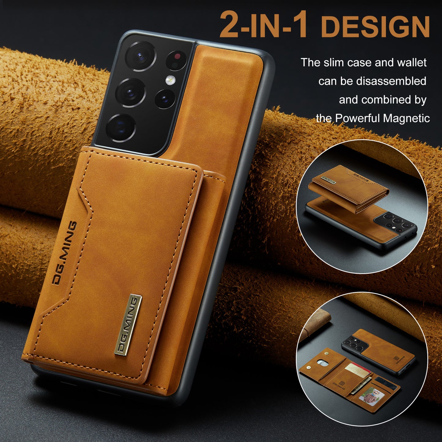 2-in-1 Detachable Leather Wallet Case for Samsung Galaxy S21 Ultra