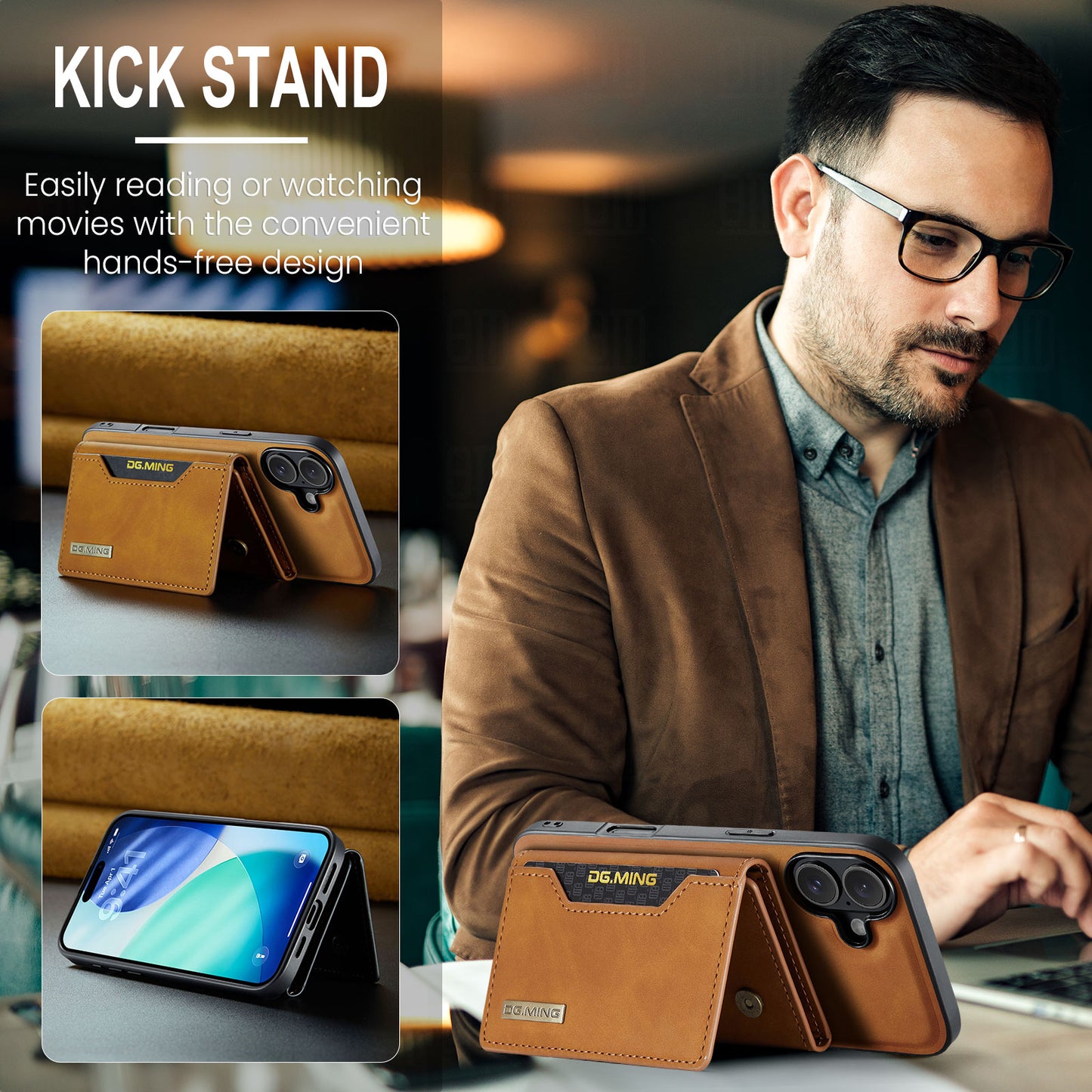 2-in-1 Detachable Leather Wallet Case for iPhone 16