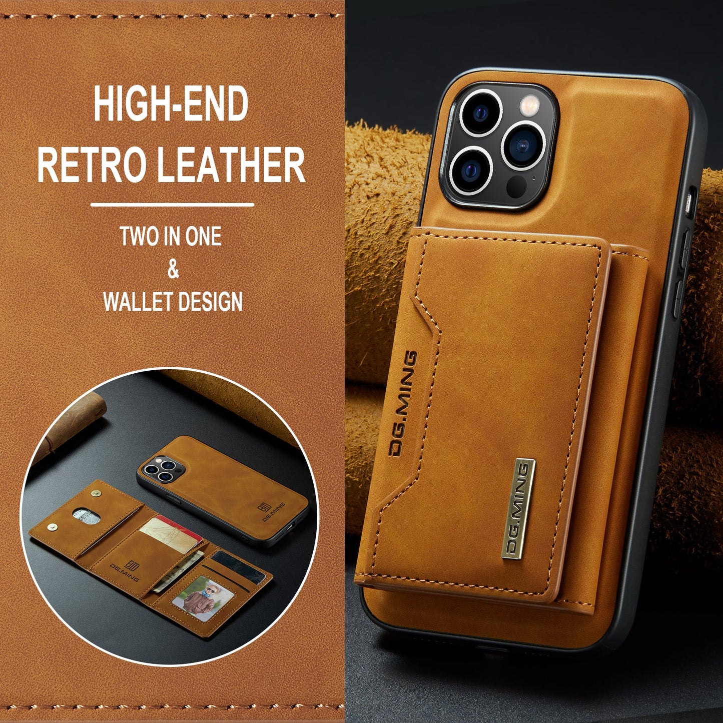 2-in-1 Detachable Leather Wallet Case for iPhone 12 Pro