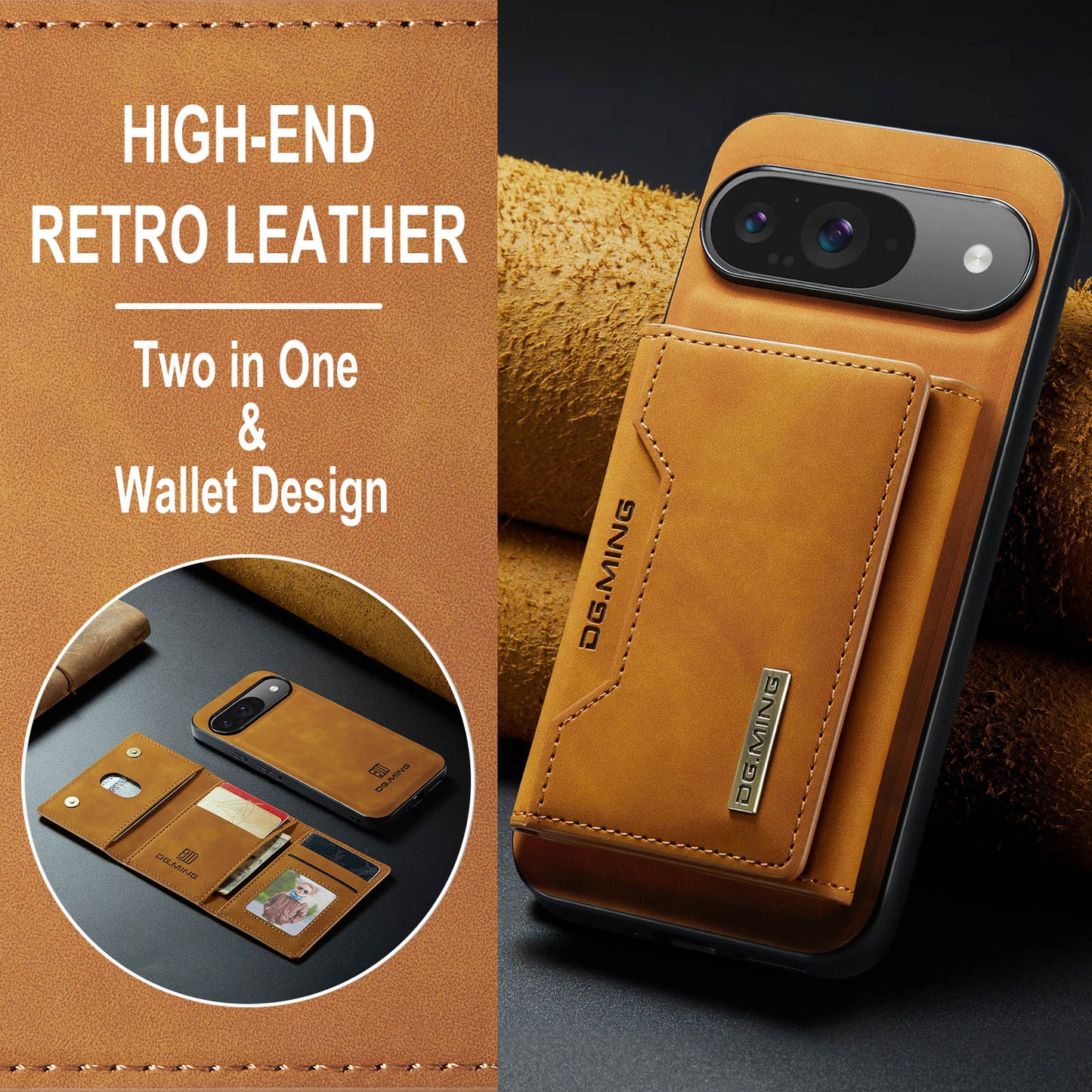 2-in-1 Detachable Leather Wallet Case for Google Pixel 9 Pro