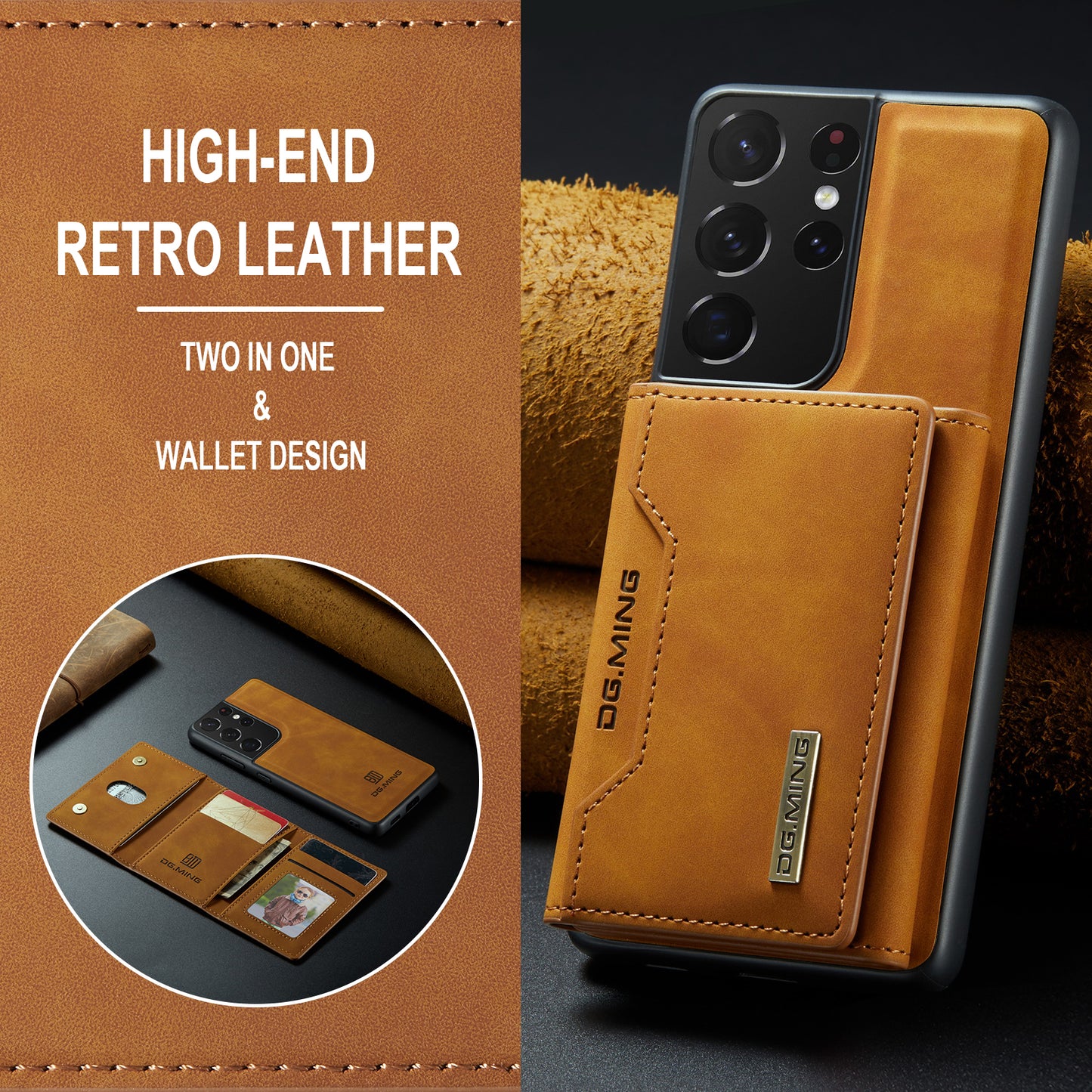 2-in-1 Detachable Leather Wallet Case for Samsung Galaxy S21 Ultra