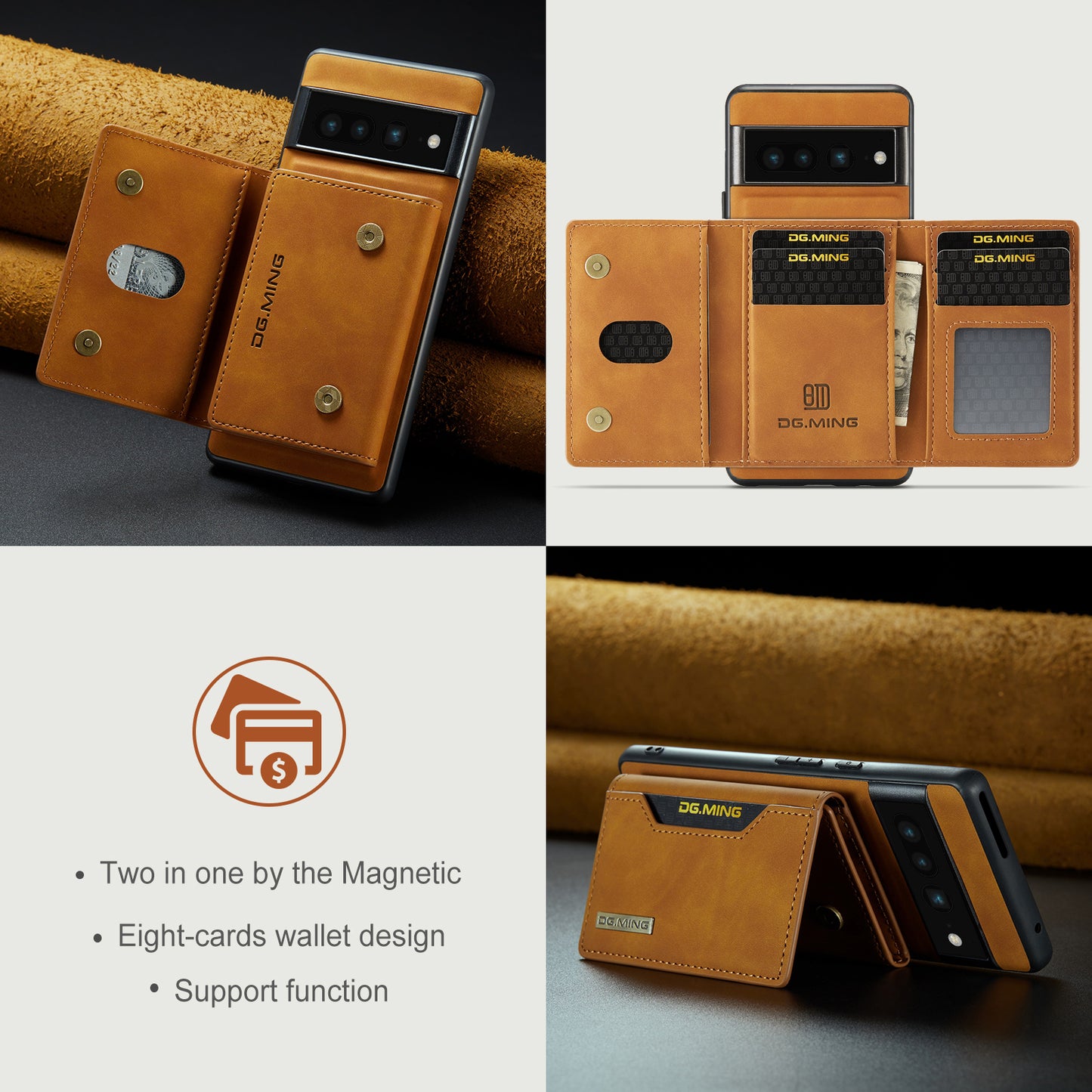 2-in-1 Detachable Leather Wallet Case for Google Pixel 7 Pro