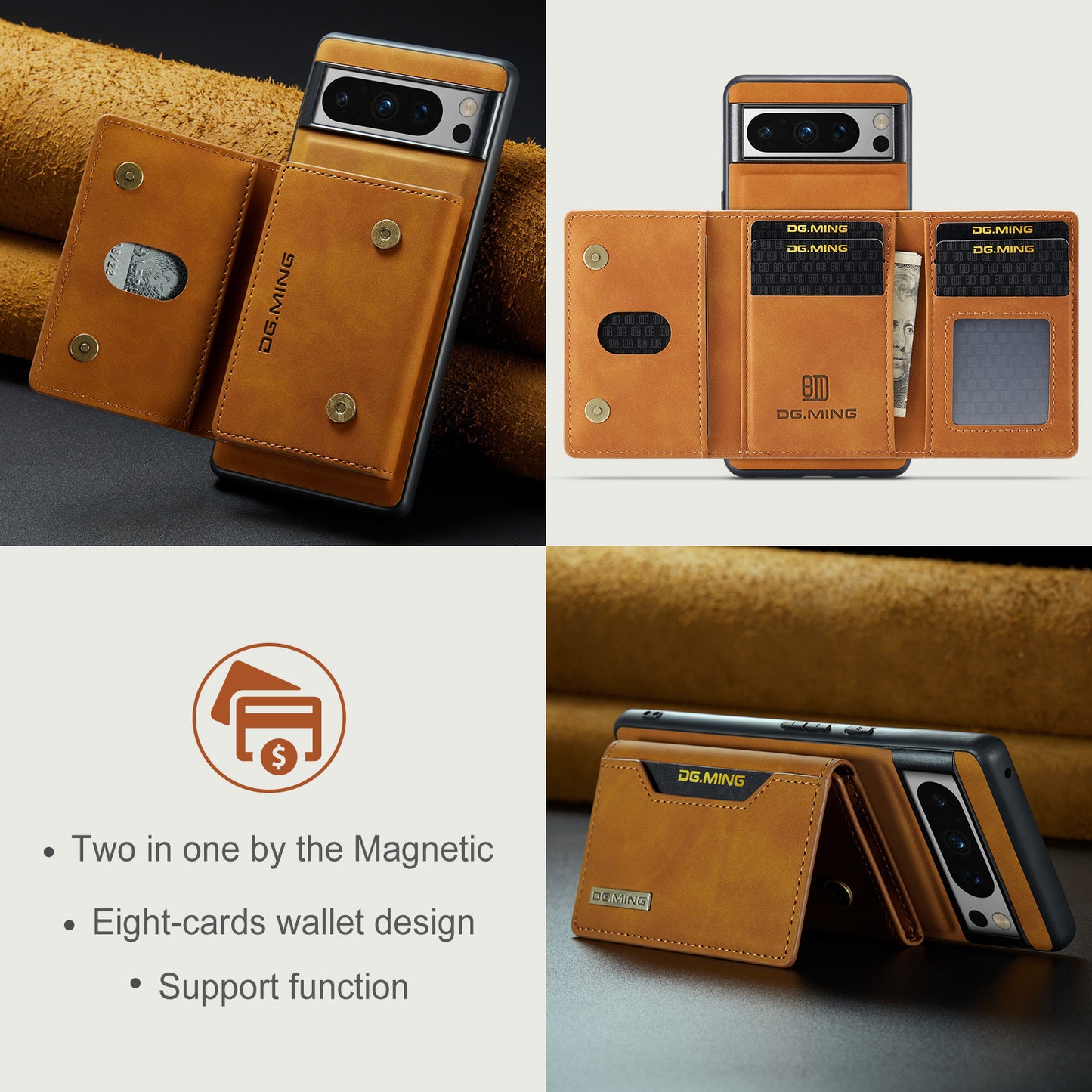 2-in-1 Detachable Leather Wallet Case for Google Pixel 8 Pro