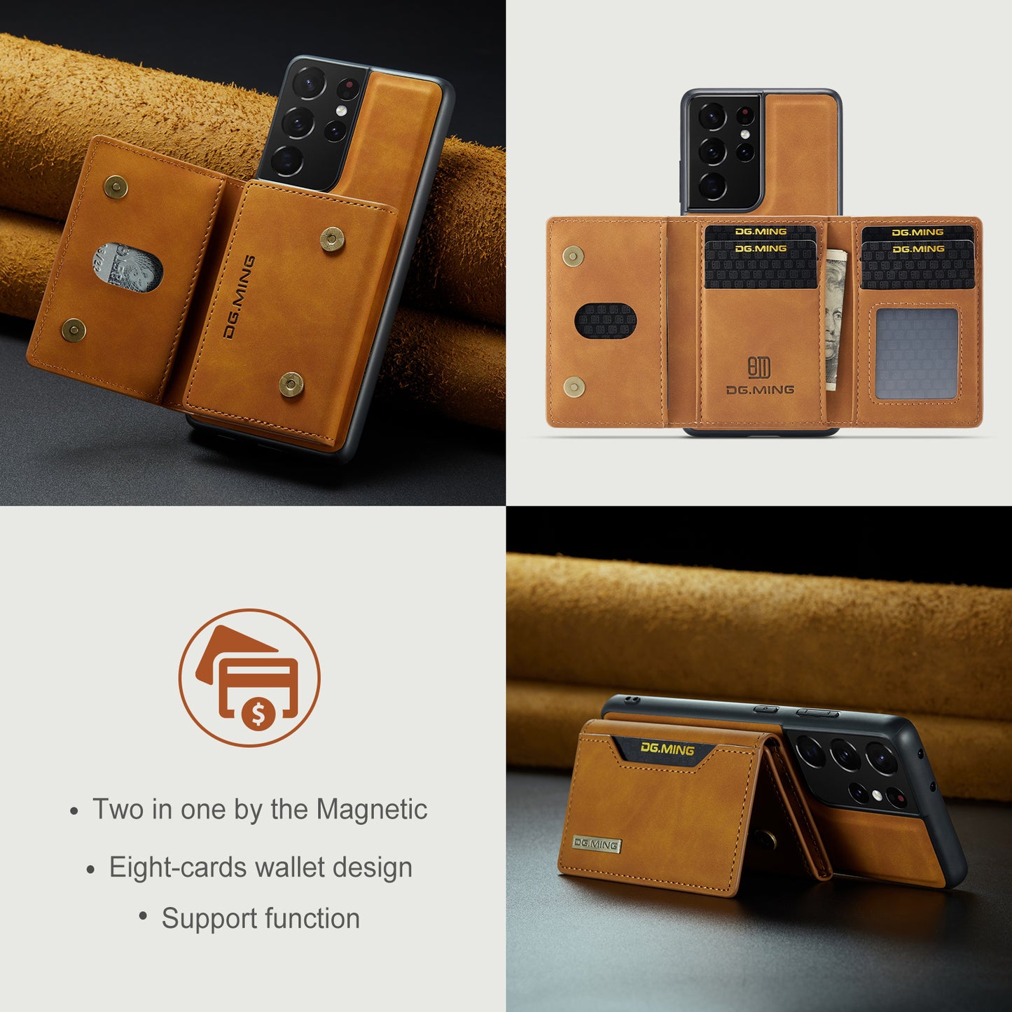 2-in-1 Detachable Leather Wallet Case for Samsung Galaxy S21 Ultra