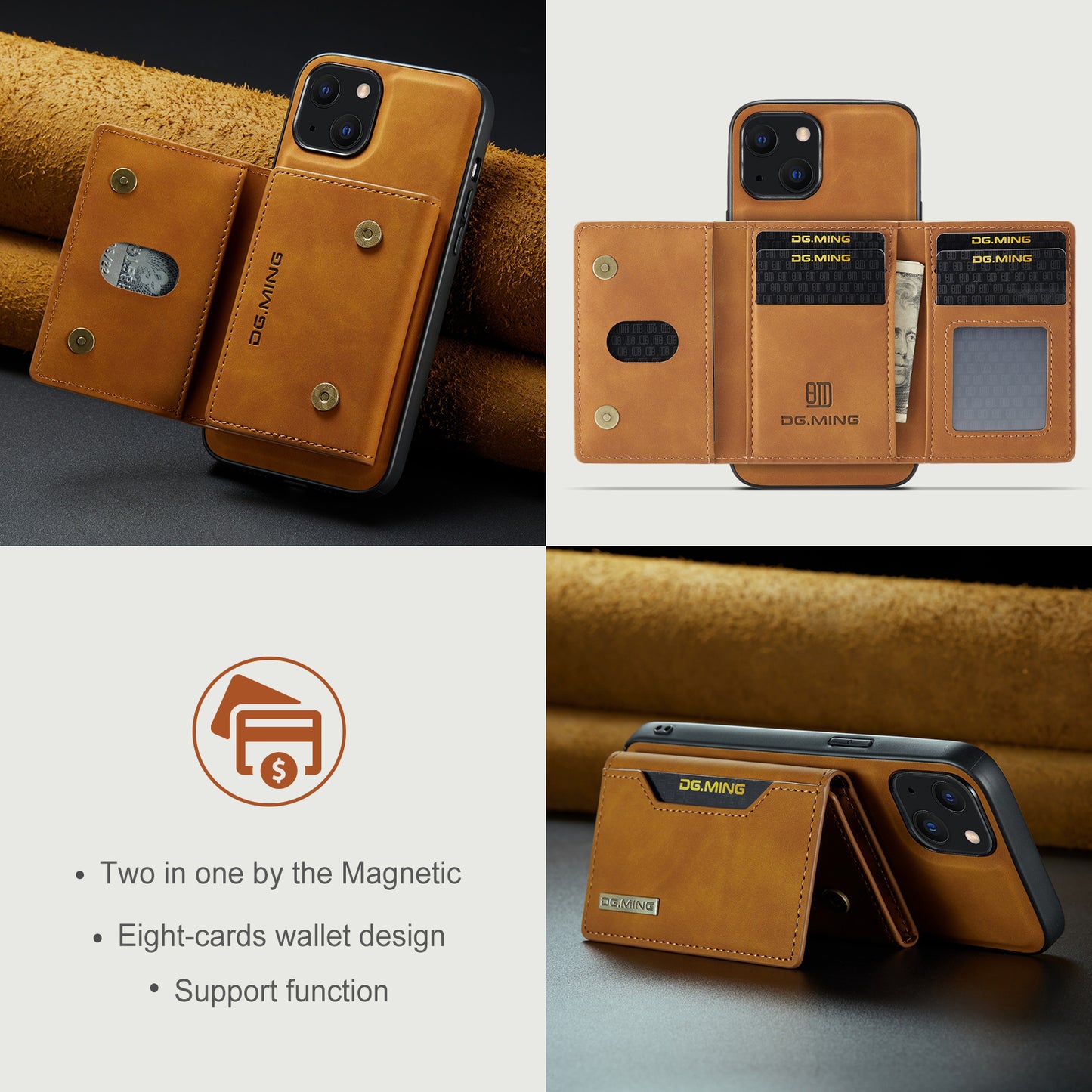 2-in-1 Detachable Leather Wallet Case for iPhone 15