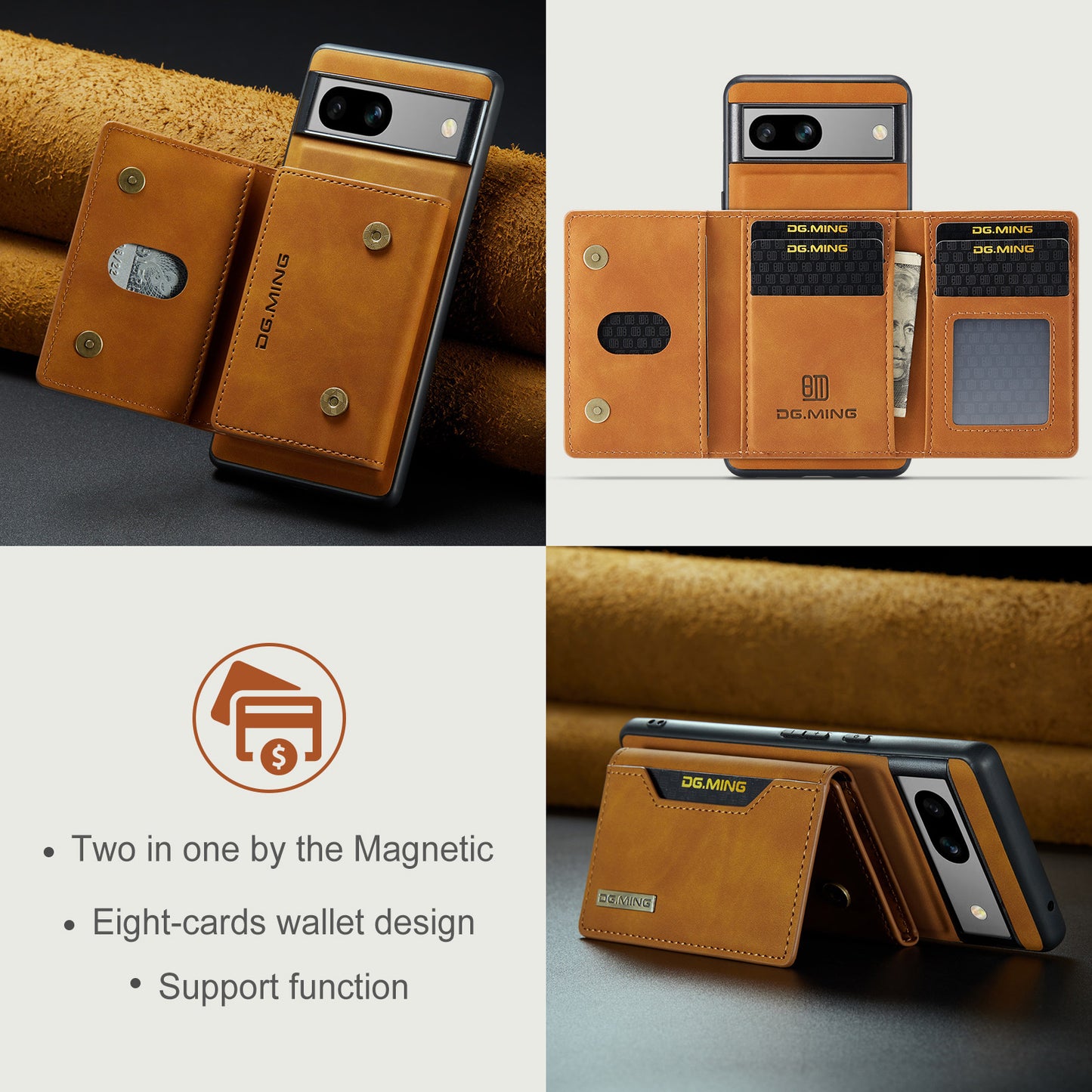 2-in-1 Detachable Leather Wallet Case for Google Pixel 8