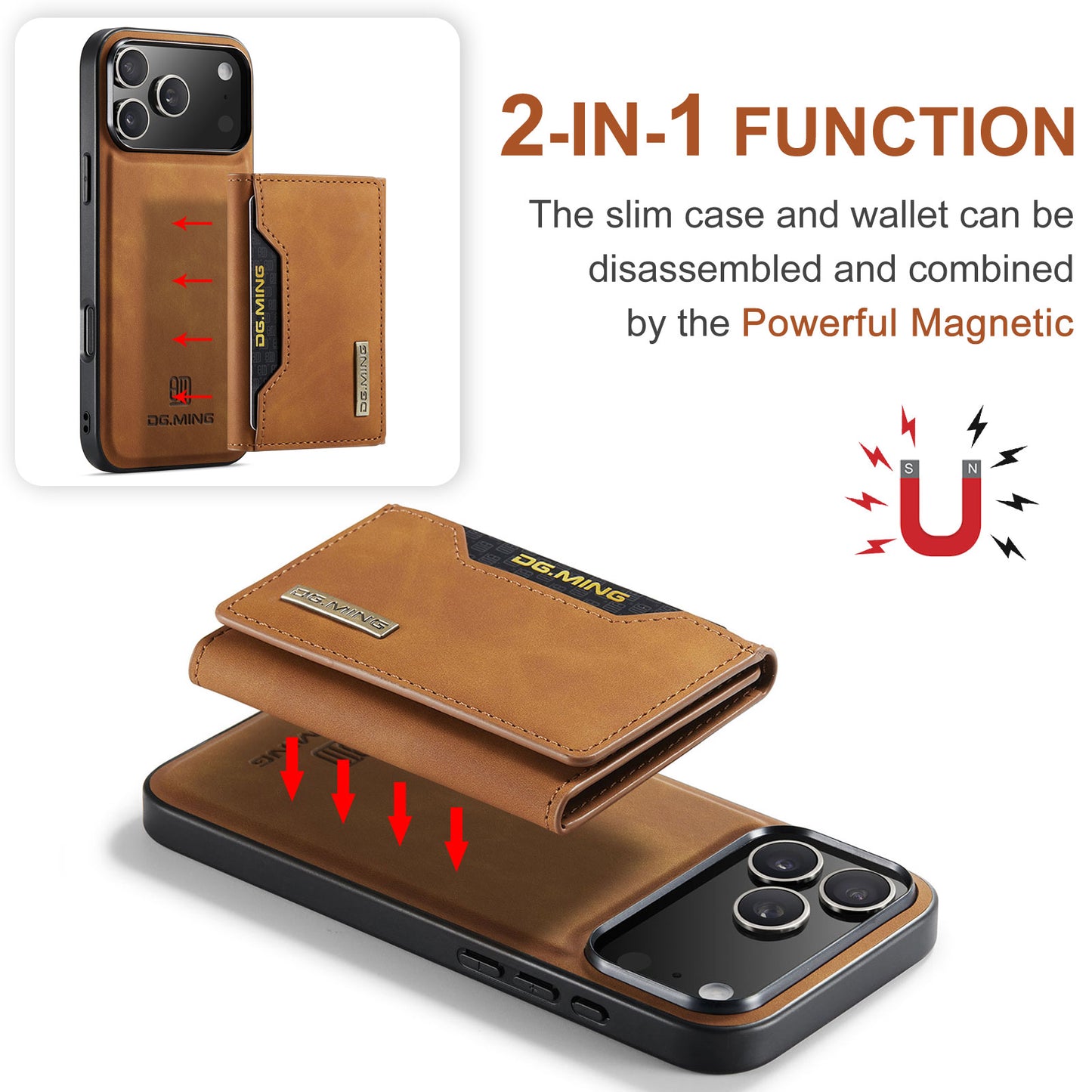 2-in-1 Detachable Leather Wallet Case for iPhone 17 Pro Max