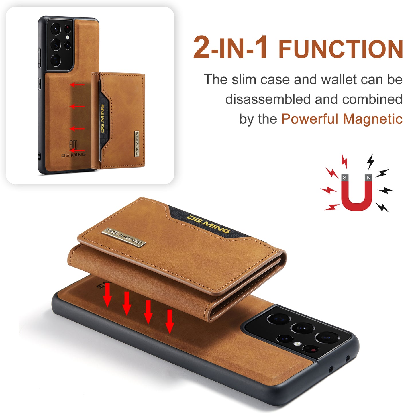 2-in-1 Detachable Leather Wallet Case for Samsung Galaxy S21 Ultra