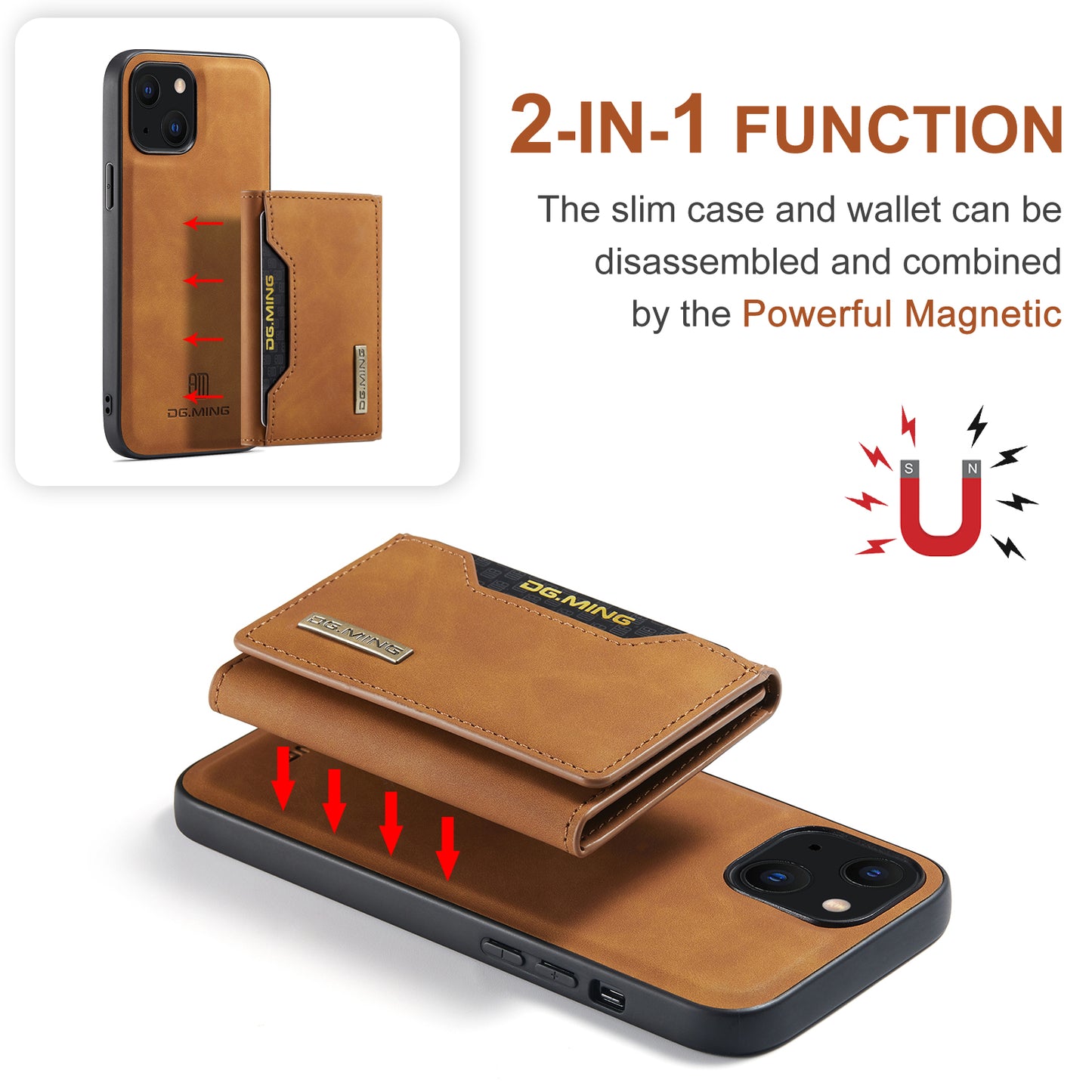 2-in-1 Detachable Leather Wallet Case for iPhone 15
