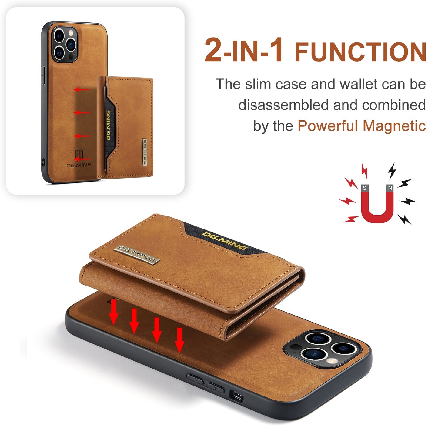 2-in-1 Detachable Leather Wallet Case for iPhone 12 Pro
