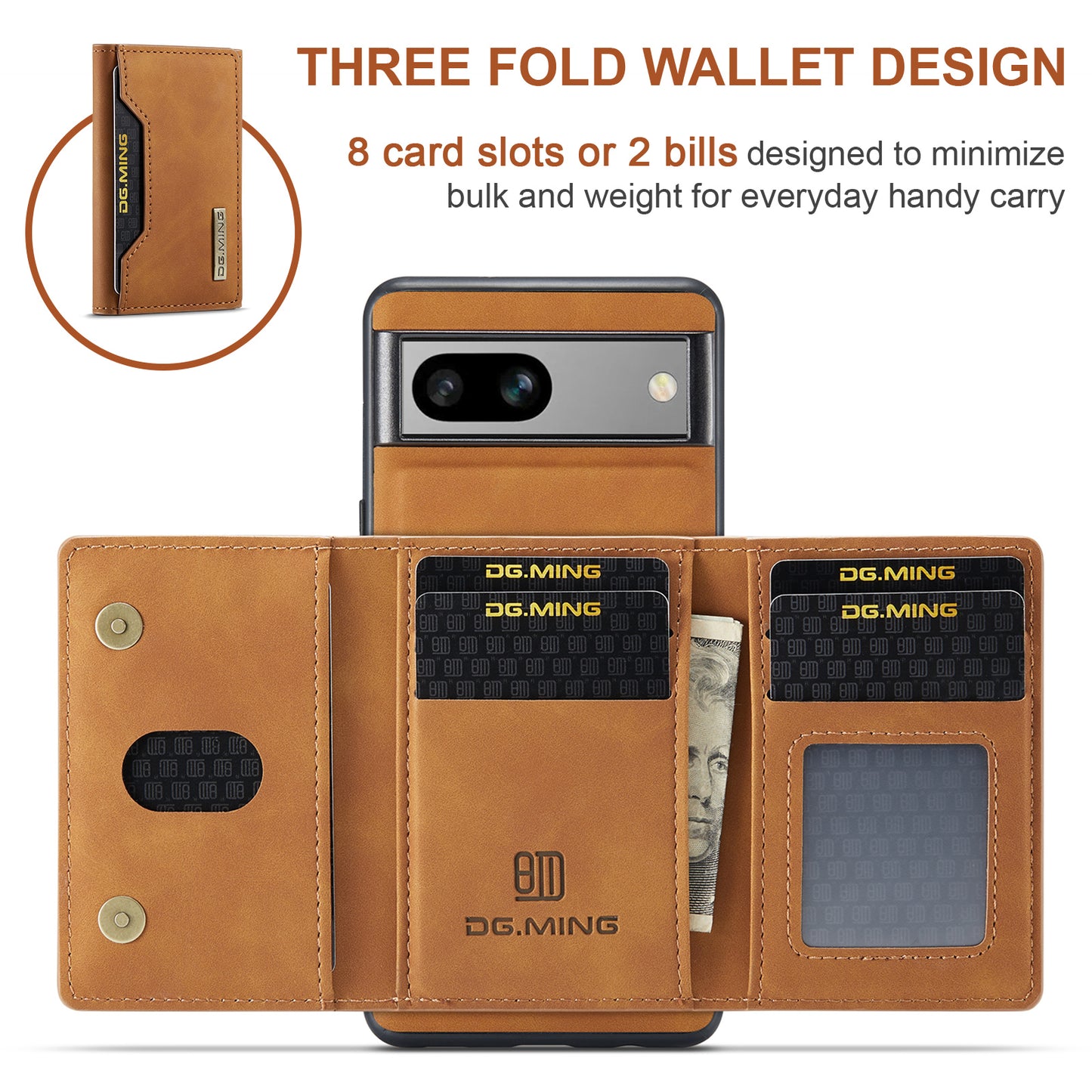 2-in-1 Detachable Leather Wallet Case for Google Pixel 8