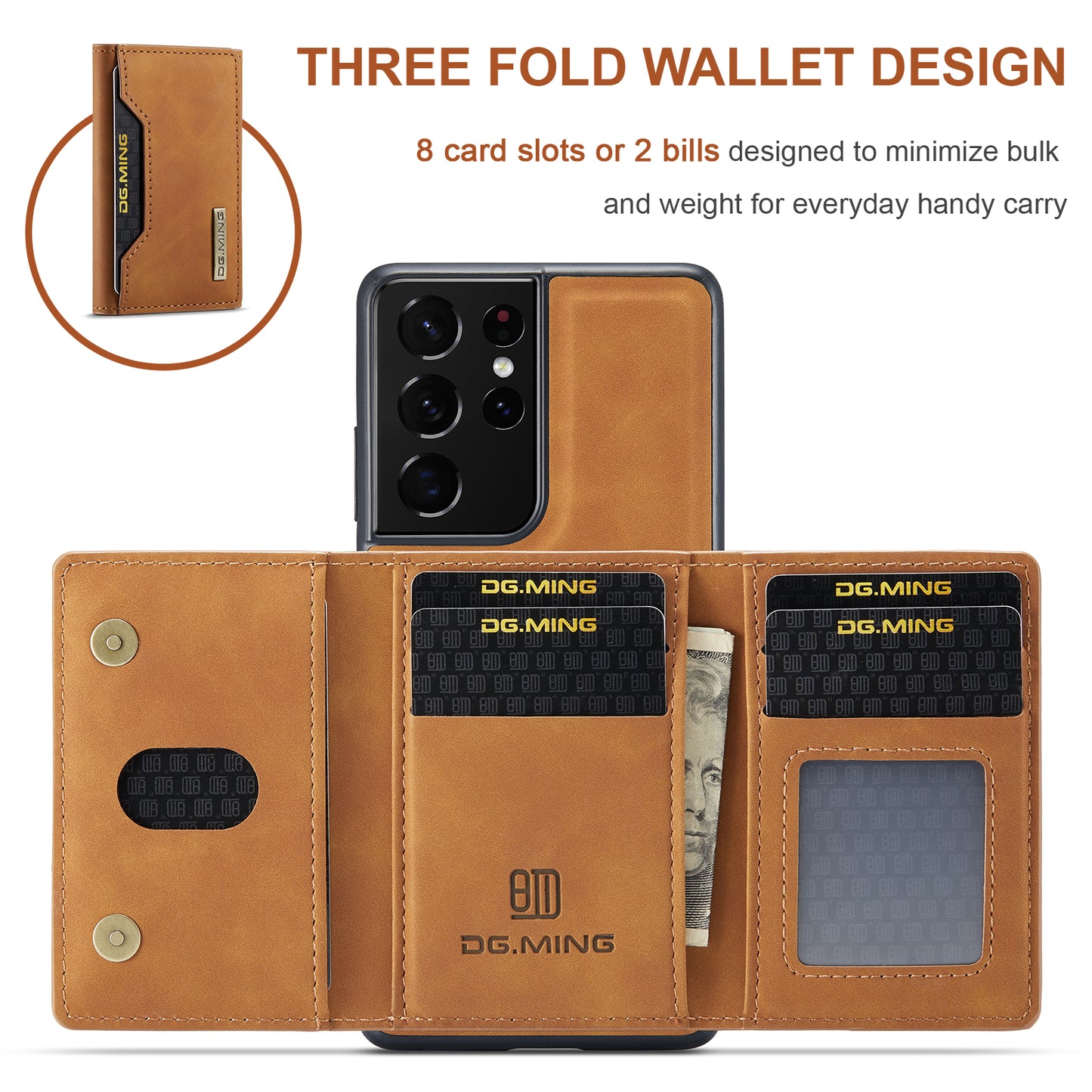 2-in-1 Detachable Leather Wallet Case for Samsung Galaxy S21 Ultra