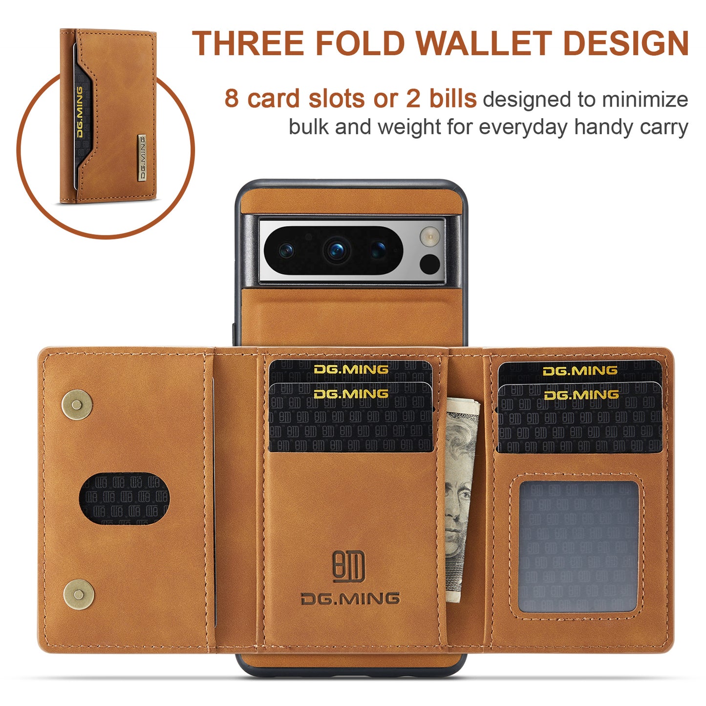 2-in-1 Detachable Leather Wallet Case for Google Pixel 8 Pro