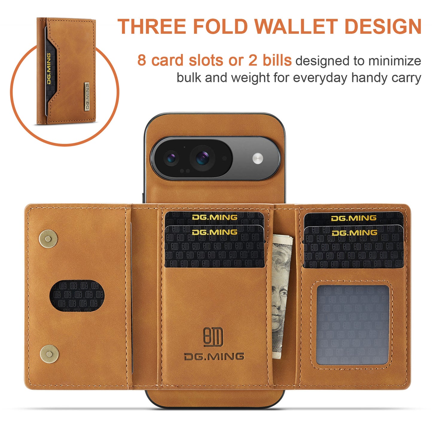 2-in-1 Detachable Leather Wallet Case for Google Pixel 9 Pro