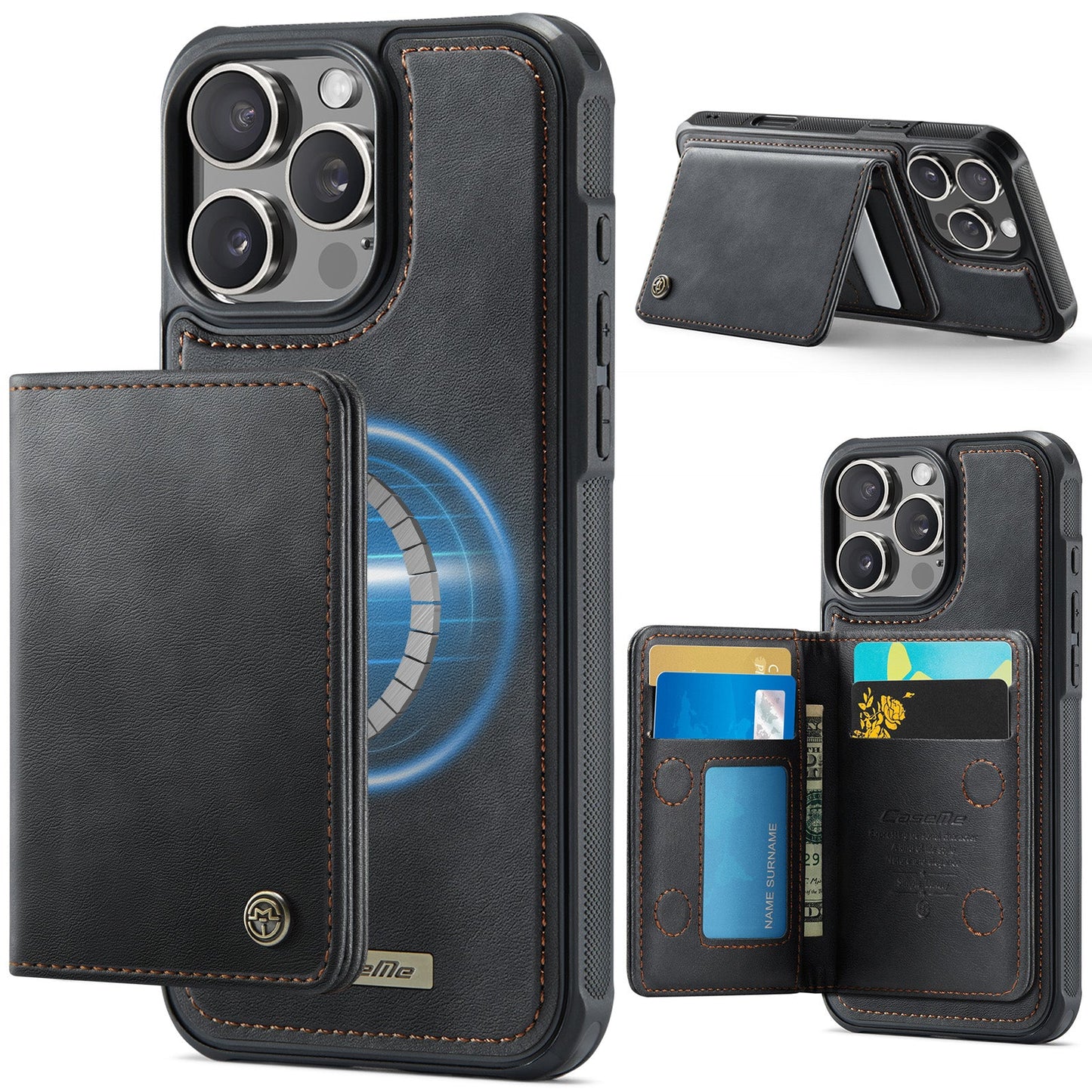 Magsafe Compatible Leather Detachable Wallet Case for iPhone 14 Pro Max