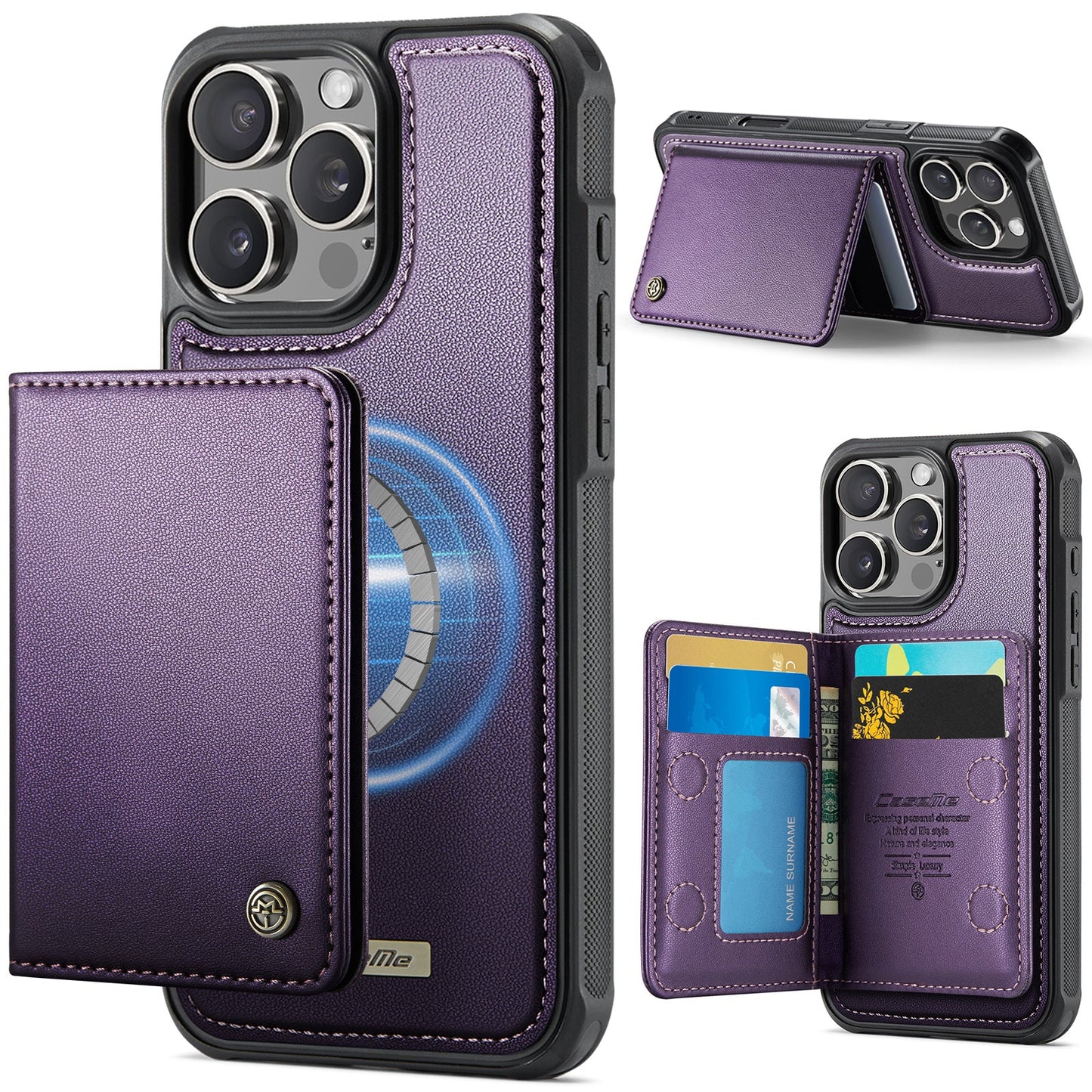 Magsafe Compatible Leather Detachable Wallet Case for iPhone 14 Pro Max