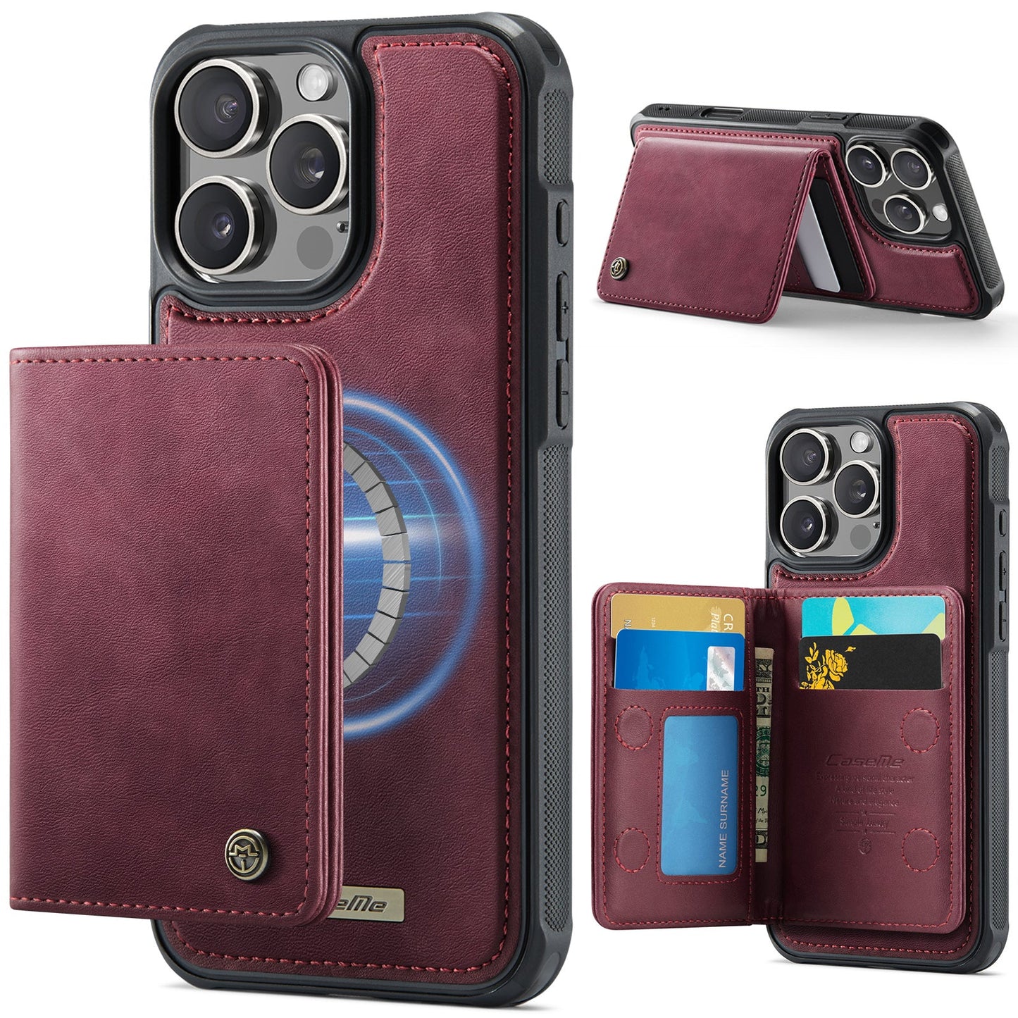 Magsafe Compatible Leather Detachable Wallet Case for iPhone 14 Pro Max