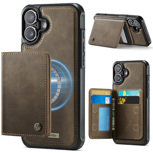 Magsafe Compatible Leather Detachable Wallet Case for iPhone 16 Plus