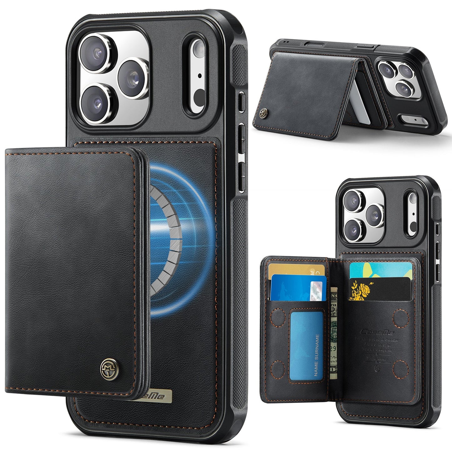 Magsafe Compatible Leather Detachable Wallet Case for iPhone 17 Pro Max