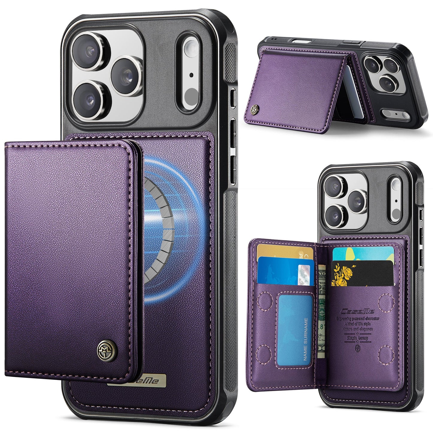 Magsafe Compatible Leather Detachable Wallet Case for iPhone 17 Pro Max