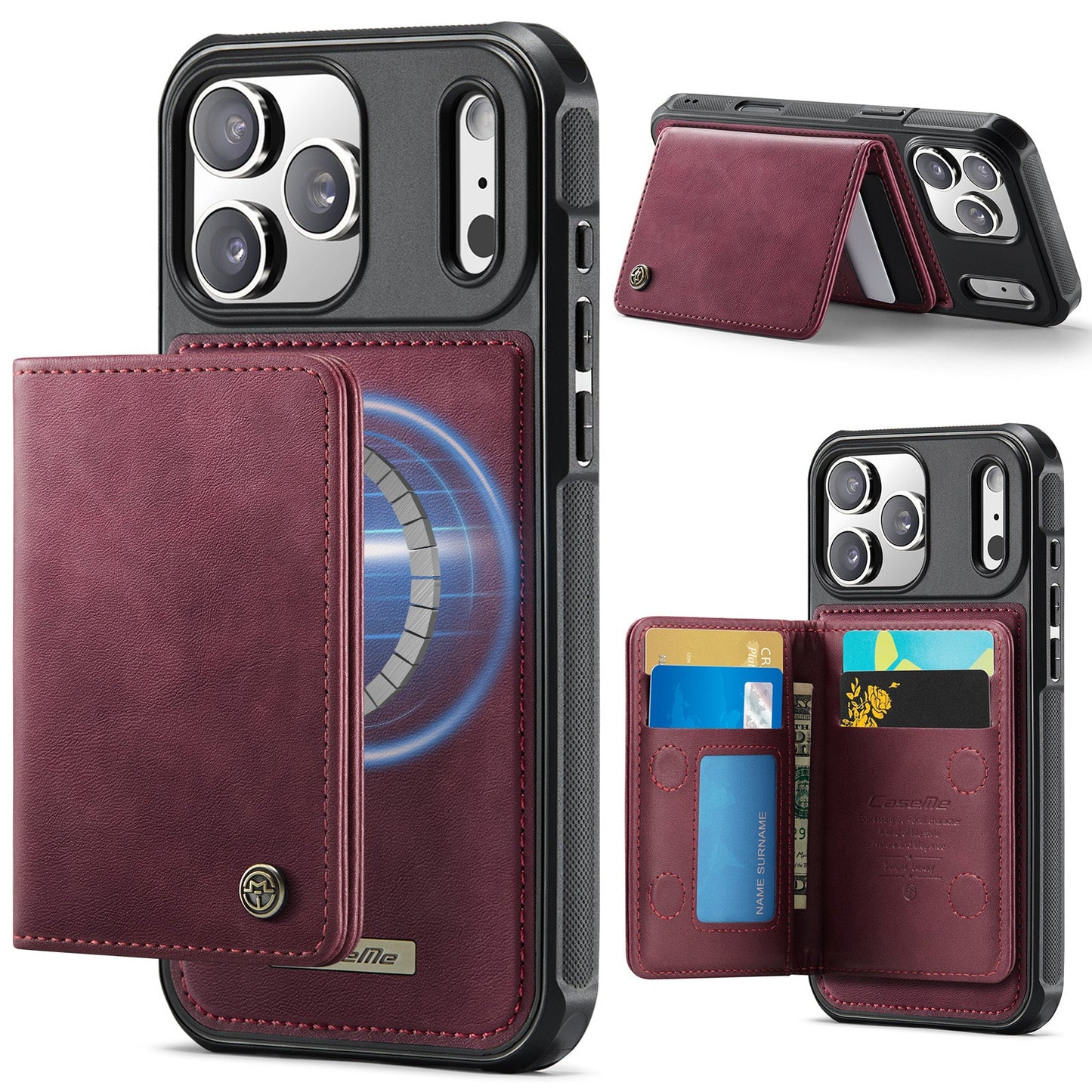 Magsafe Compatible Leather Detachable Wallet Case for iPhone 17 Pro Max