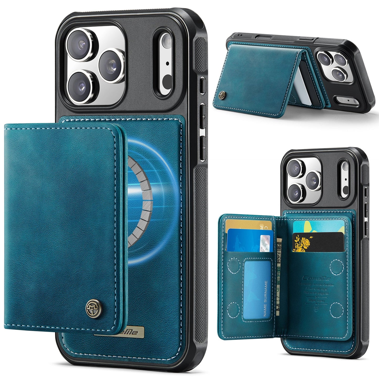 Magsafe Compatible Leather Detachable Wallet Case for iPhone 17 Pro Max