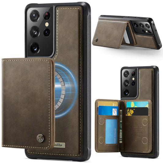 Magsafe Compatible Leather Detachable Wallet Case for Samsung Galaxy S21 Ultra