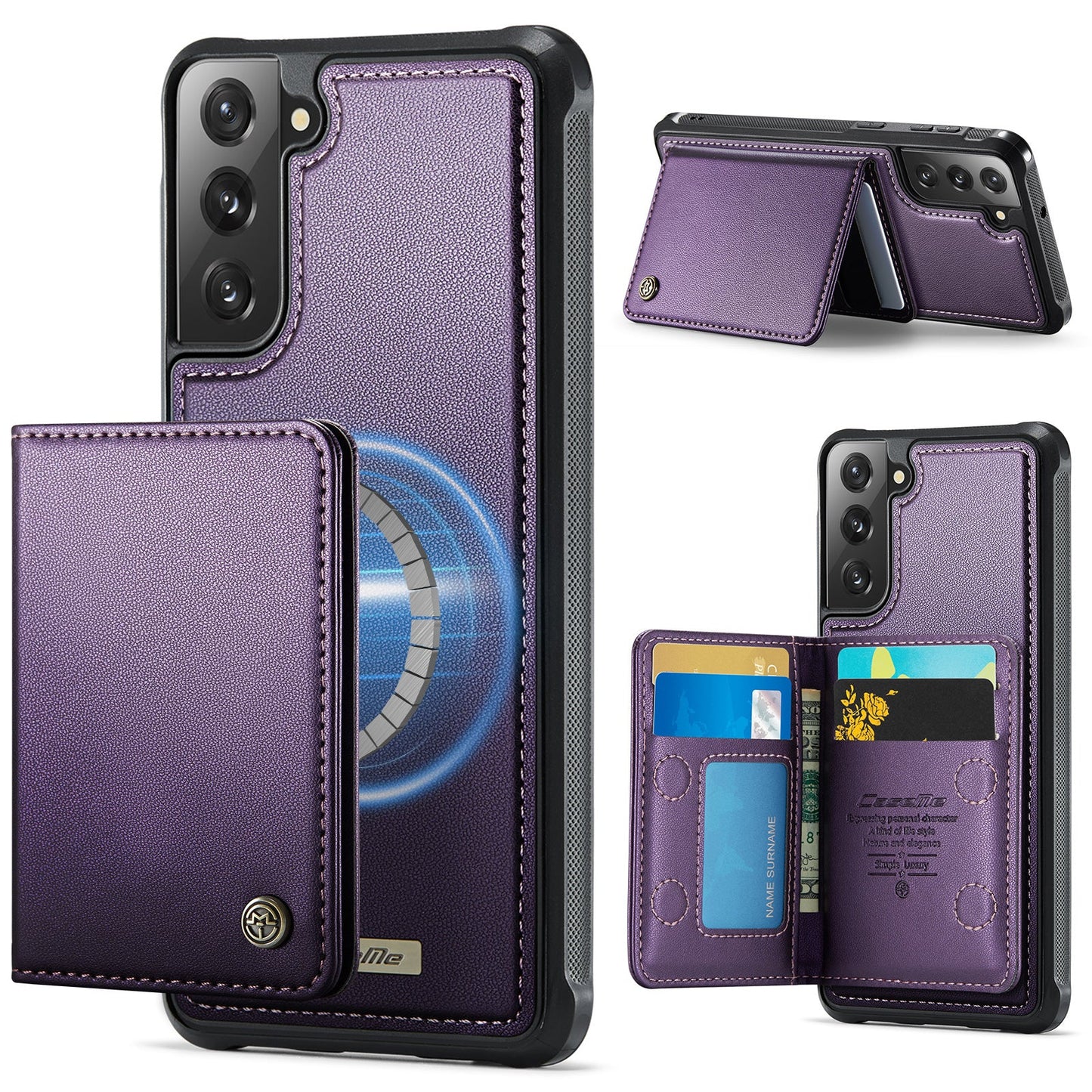 Magsafe Compatible Leather Detachable Wallet Case for Samsung Galaxy S21 FE