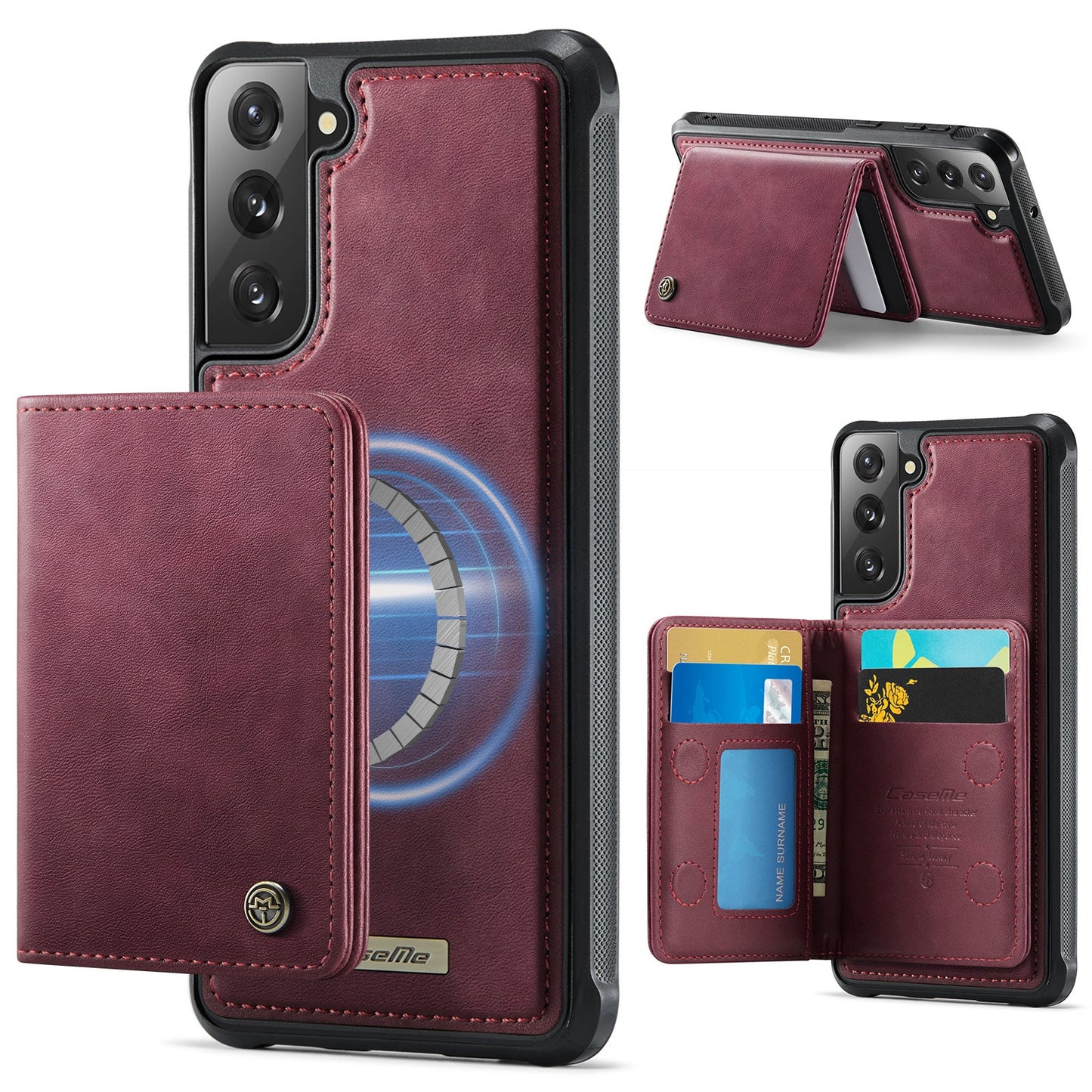 Magsafe Compatible Leather Detachable Wallet Case for Samsung Galaxy S21 FE