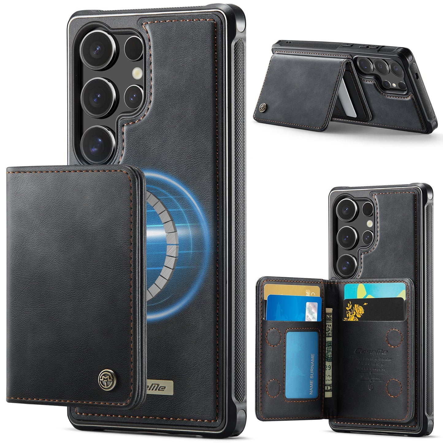 Magsafe Compatible Leather Detachable Wallet Case for Samsung Galaxy S25 Ultra