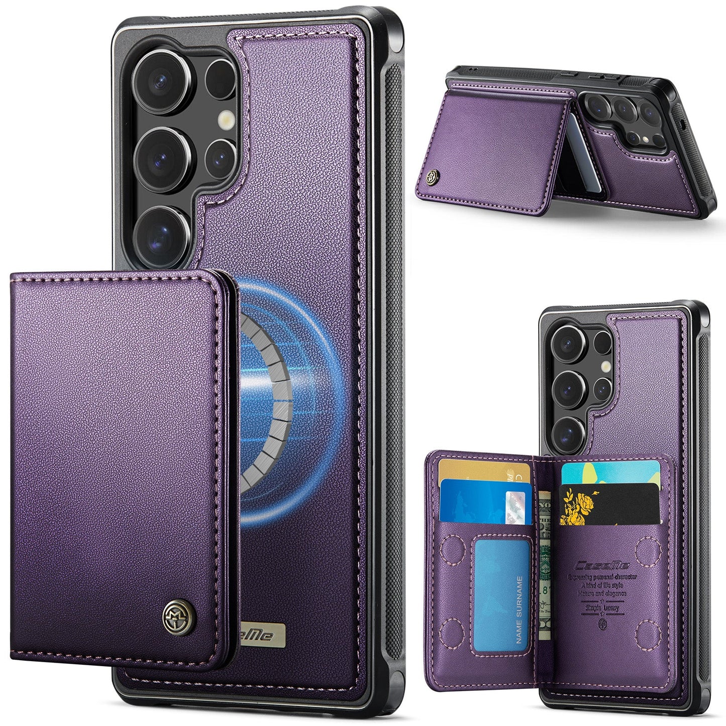 Magsafe Compatible Leather Detachable Wallet Case for Samsung Galaxy S25 Ultra
