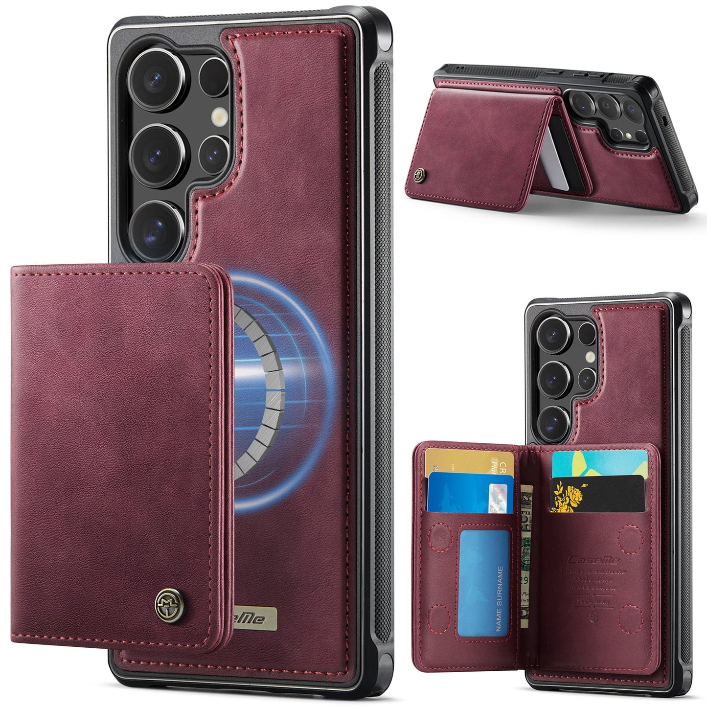 Magsafe Compatible Leather Detachable Wallet Case for Samsung Galaxy S25 Ultra