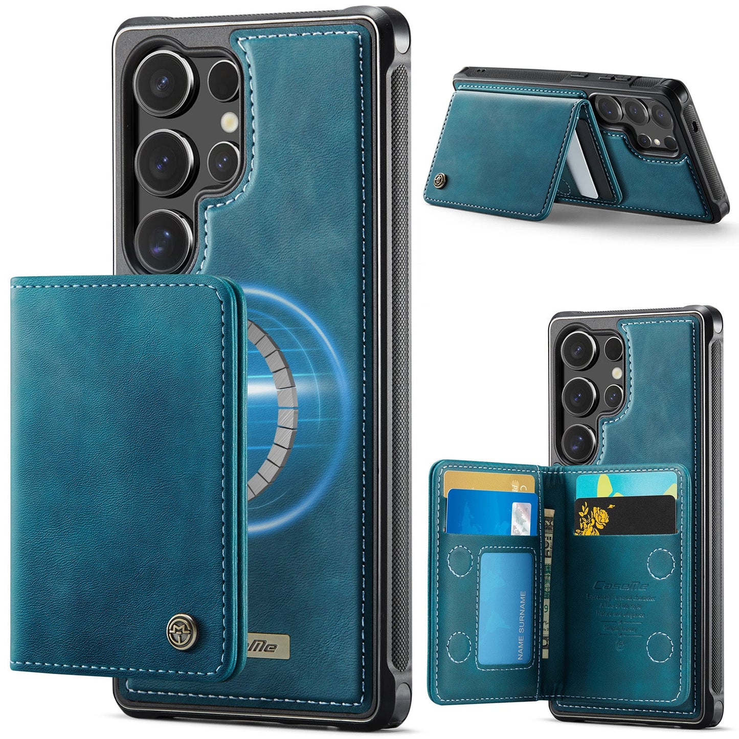 Magsafe Compatible Leather Detachable Wallet Case for Samsung Galaxy S25 Ultra