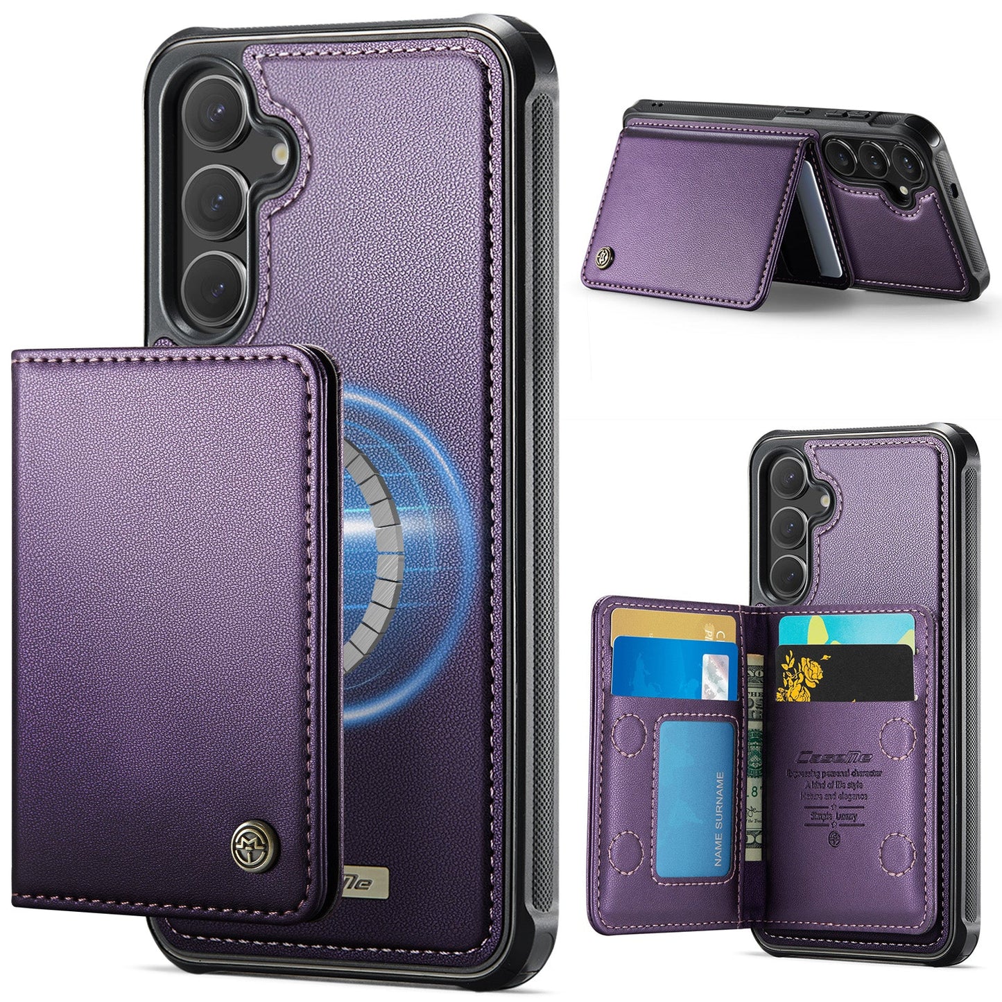 Magsafe Compatible Leather Detachable Wallet Case for Samsung Galaxy S24 FE