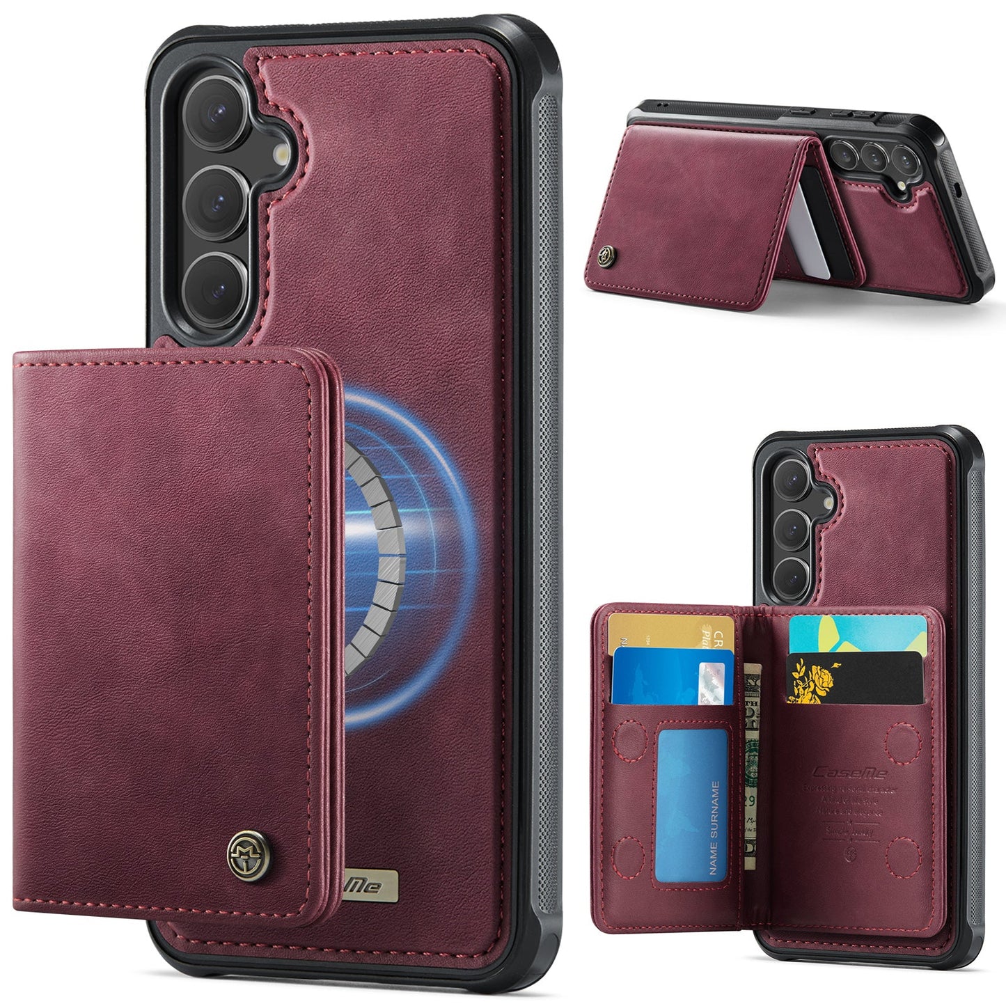 Magsafe Compatible Leather Detachable Wallet Case for Samsung Galaxy S24 FE