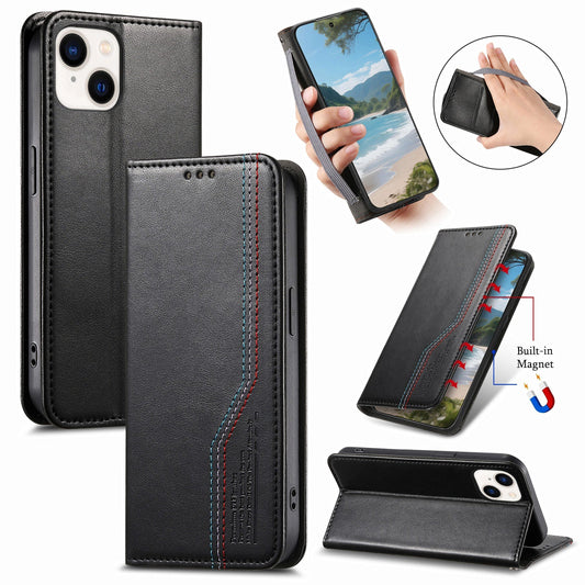 Elastic Band Premium Leather Flip Case for iPhone 15 Plus